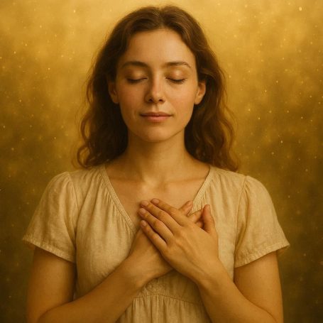 Ein kleiner Einkaufswagen aus goldfarbenem Metall auf einem reflektierenden Untergrund.